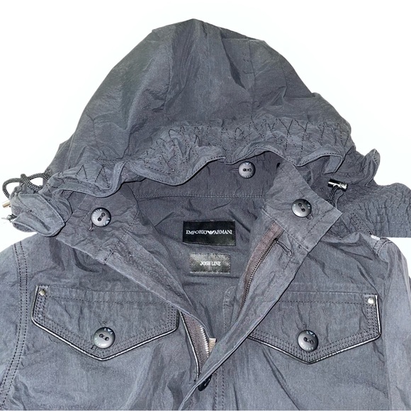 Emporio Armani “Josh Line” MEDIUM black utility jacket trench coat Hooded - Picture 2 of 13